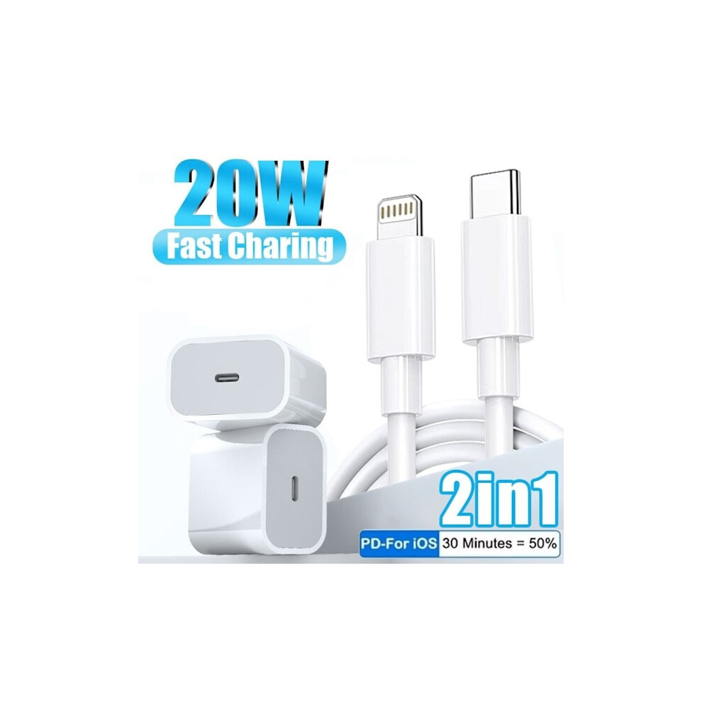 2 Pcs 20W Compatible With Iphone Fast Charger With Cable 9130661562928