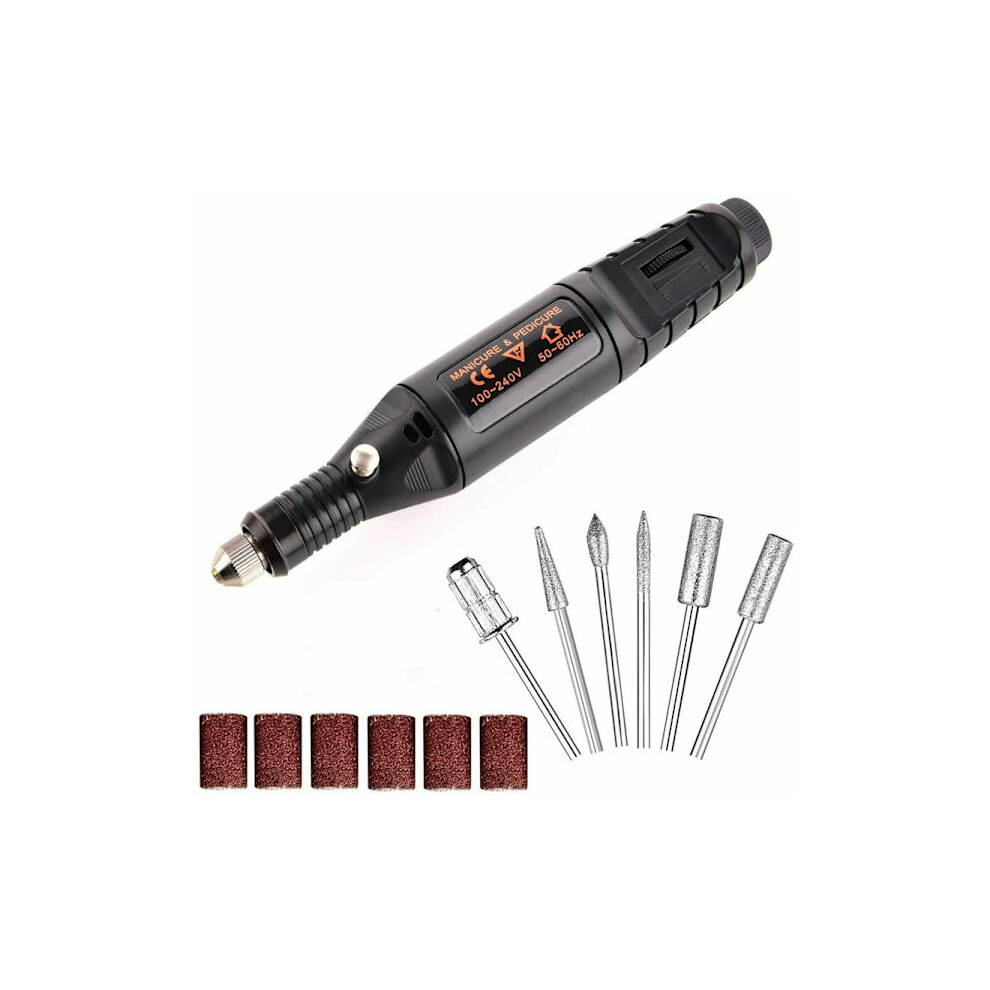Inf Electric Nail File With 6 Bits Black 9130661563598
