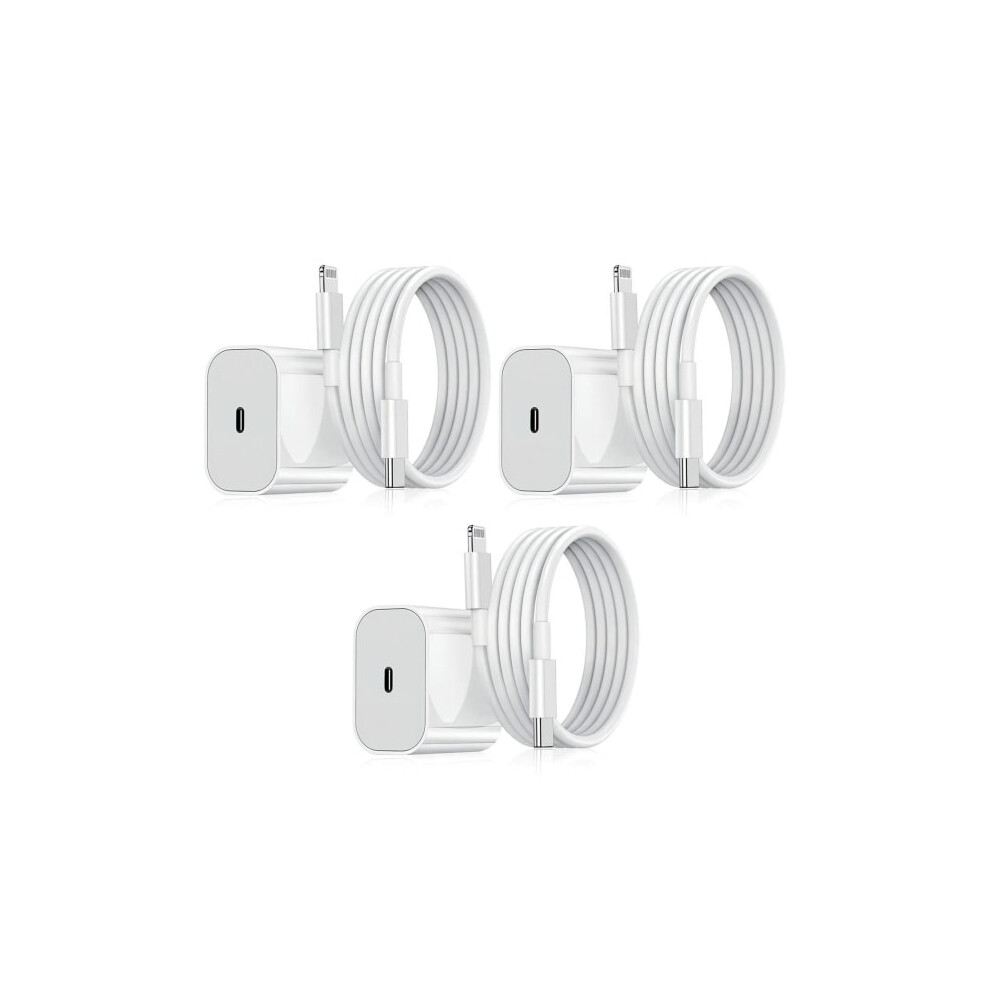 3-Pack 20W Fast Charger For Compatible With Iphone - Adapter + Cable - White 9130661563413