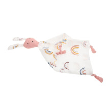 Baby Muslin Blanket with Soothing Bunny Design, Crinkled Texture and Bright Rainbow Pattern