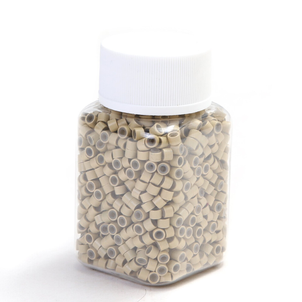 Unisex 500Pcs 4Mm Blonde Silicone Lined Micro Beads For I Tip Hair Extensions With Secure Grip