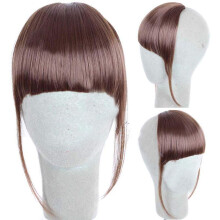Clip In Bangs Synthetic Hair Fringe with Natural Layered Look Easy Clip Attachment Brown