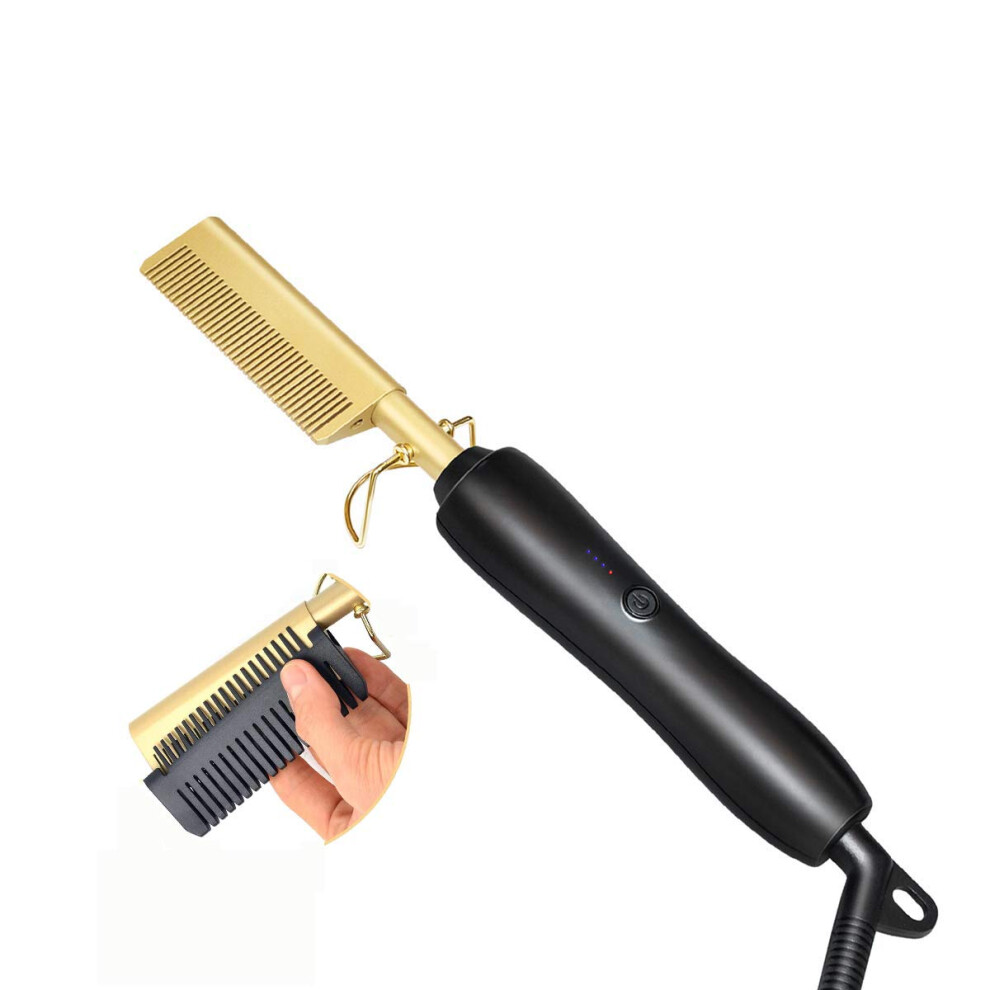 Hot Comb Hair Straightener with Adjustable Temperature for African American Hair, Wet and Dry Use