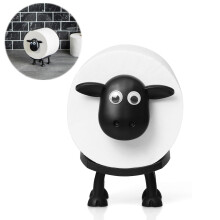 Black Sheep Toilet Paper Holder with Unique 3D Design, Freestanding Bathroom Decor Storage