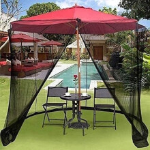 Patio Umbrella Bug Net with Adjustable Fit, InsectProof Zipper Door, Sun Shade for 9ft10ft