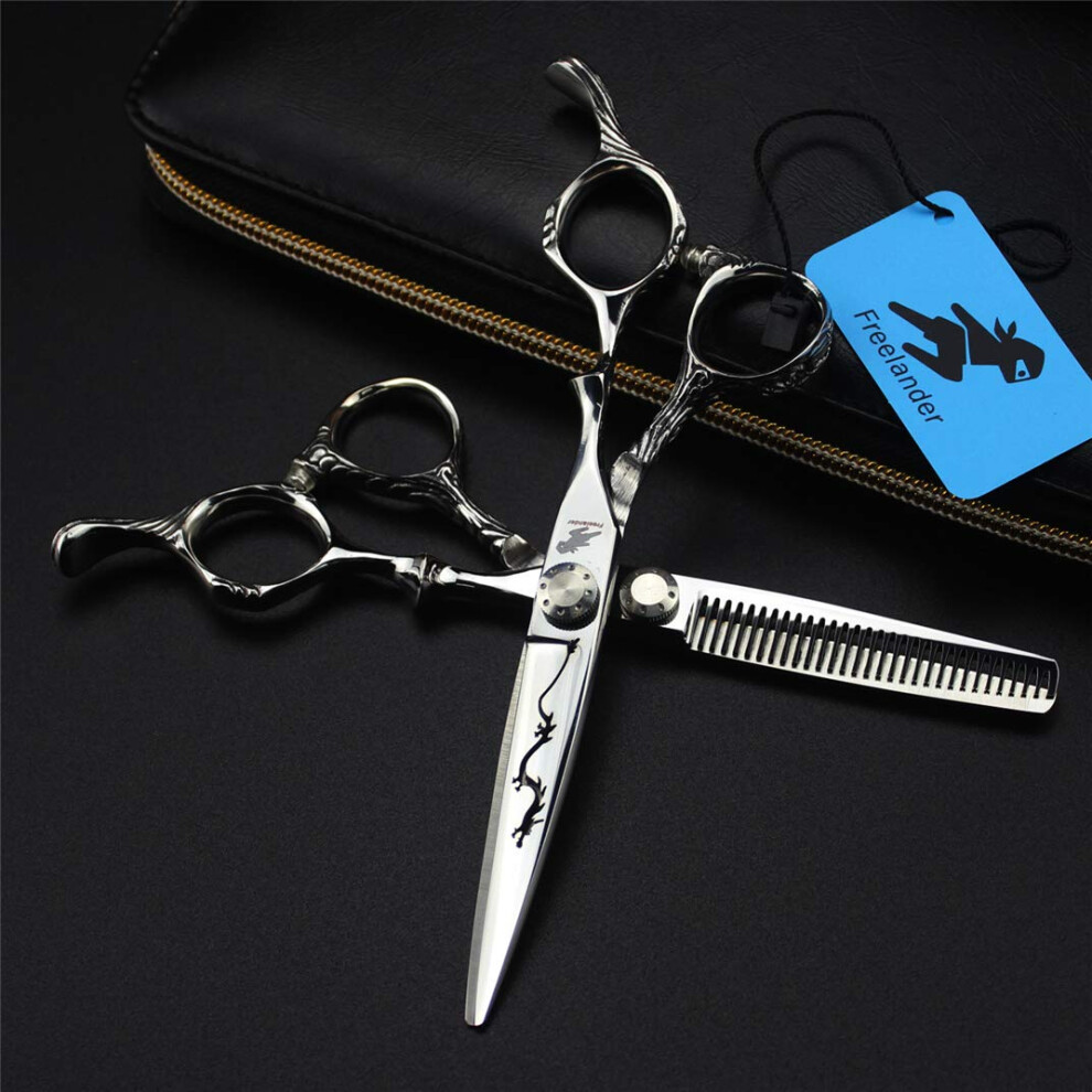 Professional Hairdressing Scissors Set 6 Inch Barber Scissors with Thinning Shears 440C Steel