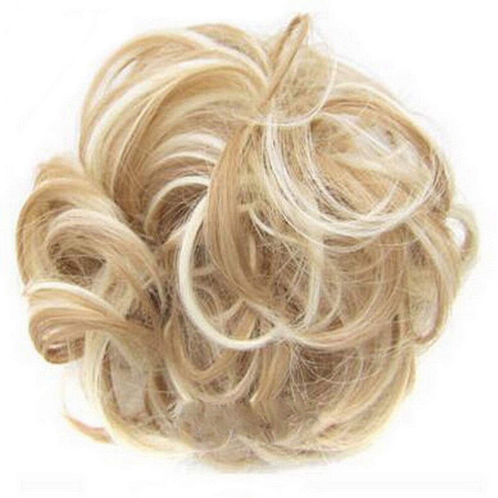 Messy Bun Hair Extension with Instant Volume Boost, Synthetic Hair Scrunchie Bun #18/613 Mix Color