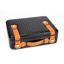 Black Leather Tote Style Portable Cigar Humidor Case with Humidity Retention for Travel
