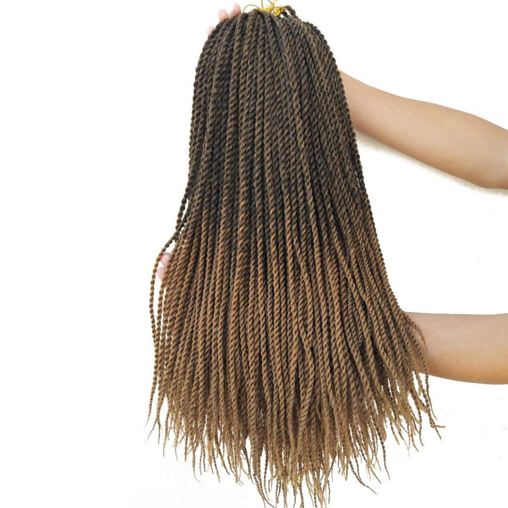 Unisex Senegalese Twist Crochet Hair 18 Inch Prelooped Braiding Extensions T27 Waterproof 6 Packs