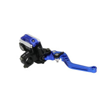 Motorcycle Brake Clutch Lever Hydraulic Master Cylinder 22mm CNC Aluminum 6Position with Mirror Holder for Yamaha Kawasaki Blue Right