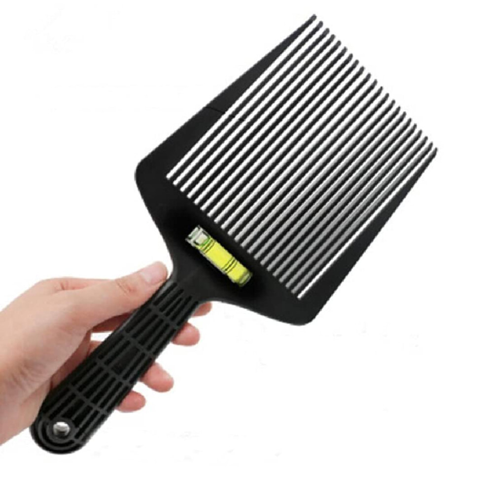 Barber Comb with Level for Precision Cutting, Black ABS Flat  Hair Cutting Comb