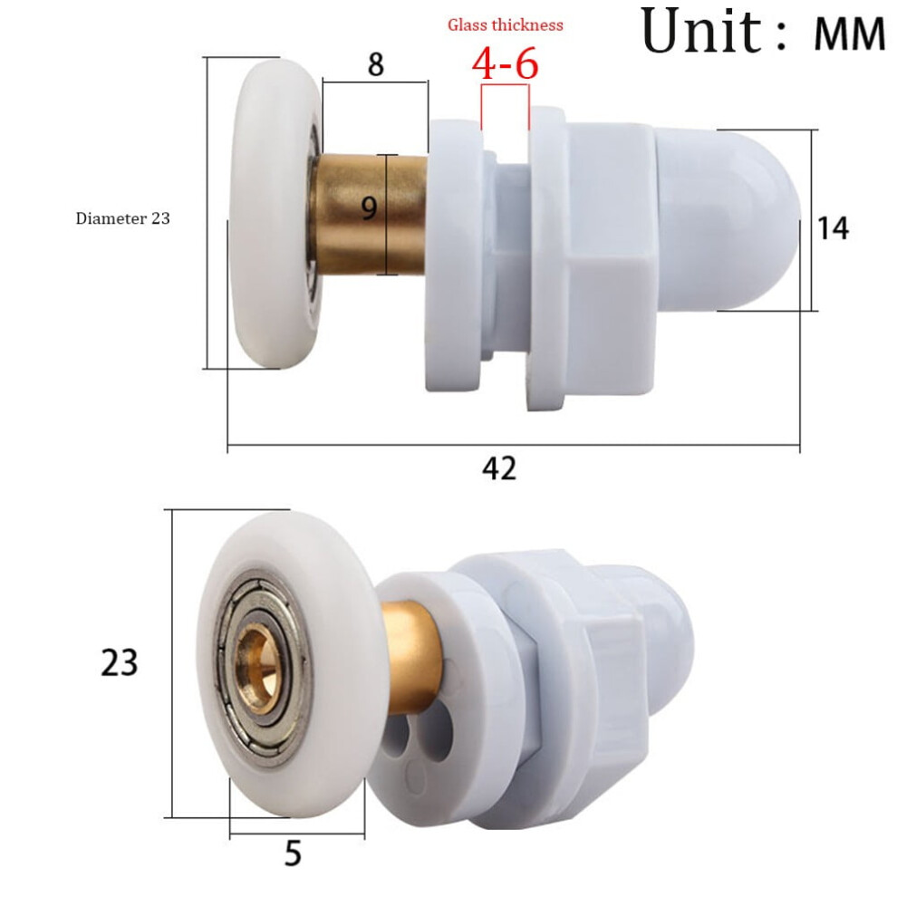 4Pcs Shower Door Rollers/Runners/Wheels Wheel Diameter 23Mm 9499224086333