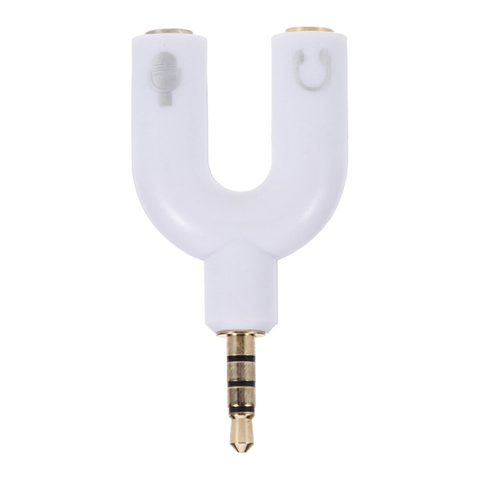 Earphone Splitter U Shape 3.5Mm Stereo Audio Jack Earphone Headphone 2 Way U Splitter Adapter Converter (White) White 9499224086579