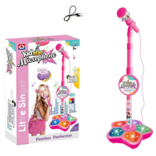 Electric Microphone for Kids with Adjustable Stand, Karaoke Machine with Lights, Girls and Boys [DB] Red