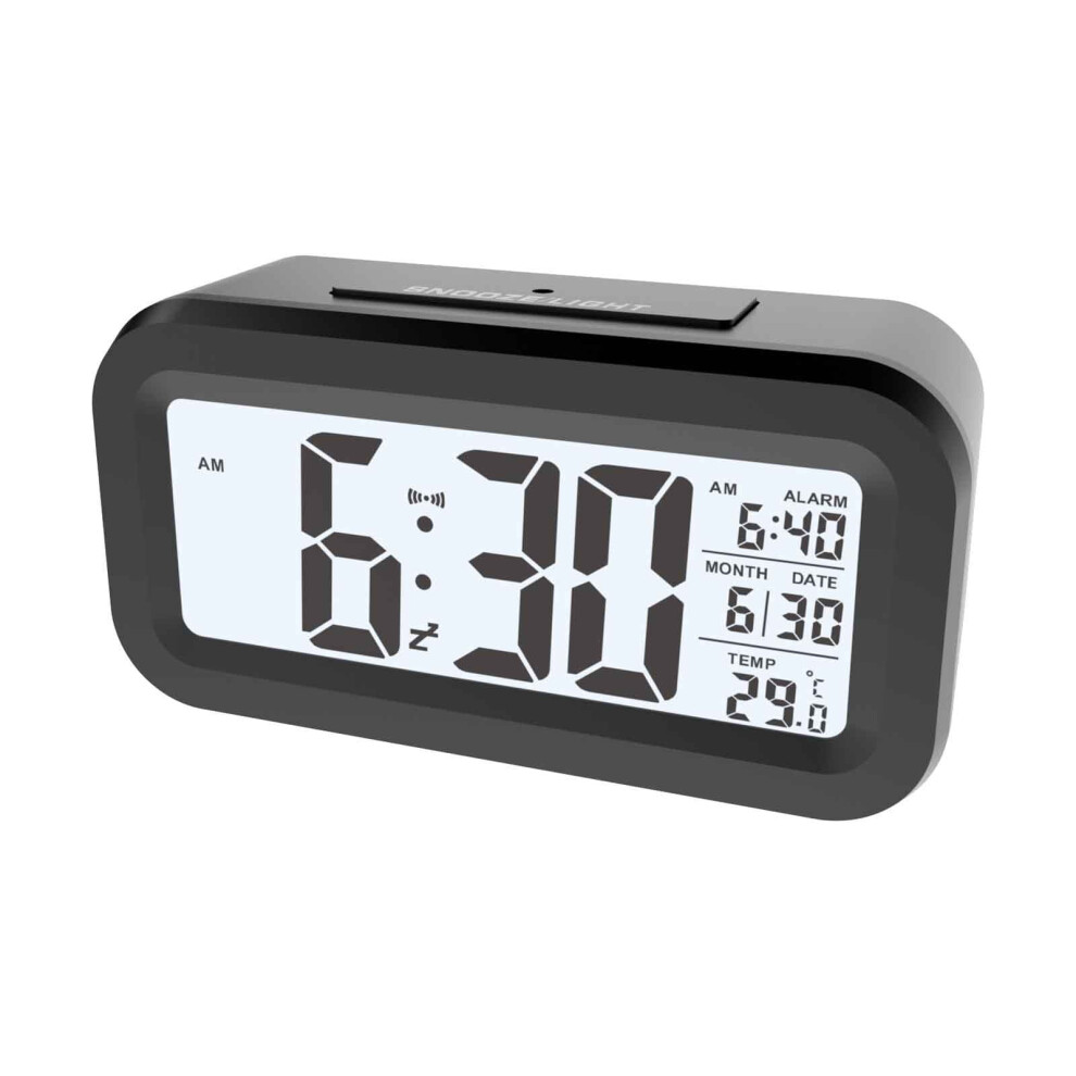 Hohaski Radio Alarm Clock With Temperature, Sensing, Silent Lcd Display, Smart Clock For Bedroom & Students Light