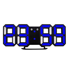 AMERTEER Modern Home Electronic 3D Numbers LED Digital Alarm Clock Night Light Wall Clock with Snooze Timer (White and Blue)