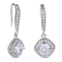 1 Pair Elegant Women Drop Earrings Cubic Zirconia Shining Rhinestones Dangle Hook Earrings Birthday Jewelry Party Gift