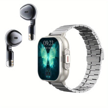 Smart Watch 2.01" HD Display, Wireless Call, Multi Sports Modes, Music, Weather, Pedometer, Sedentary Reminder, for Android iOS, Gift Earbuds