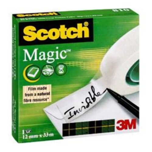 Document tape Scotch 810 Magic Invisible, 33m x 12mm, 1 roll/fp Transparent