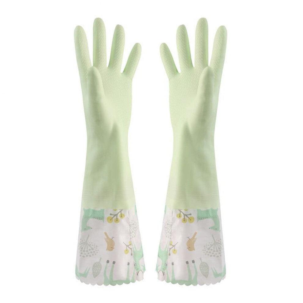 WinysinRubber Cleaning Gloves With Lining Household Thickening PWaterproof Kitchen Dish Washing Latex Glove