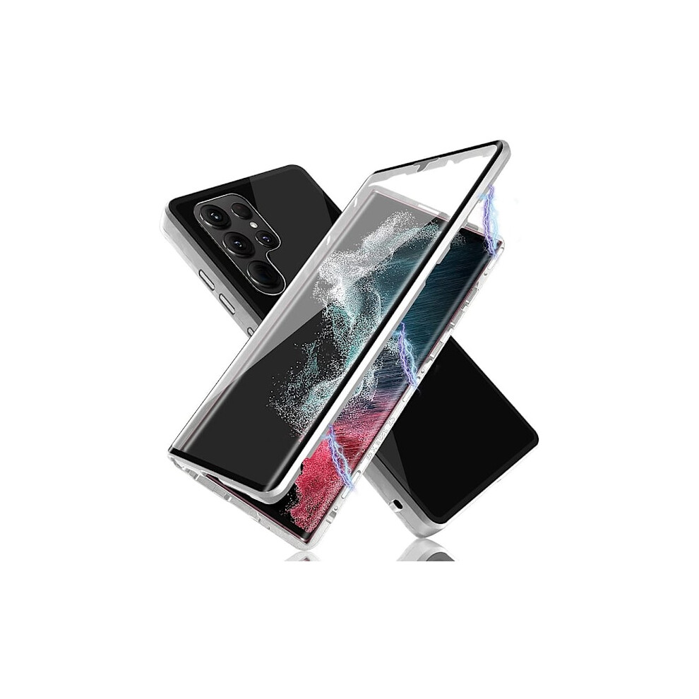 Compatible With Samsung Galaxy S22 Ultra - Magnetic Case Silver 9499224765931