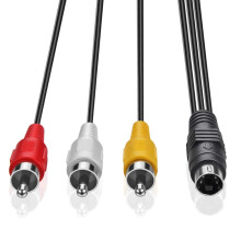 4 Pin S-Video to 3 Male RCA Composite Video Cable 1.45M(4.75FT)