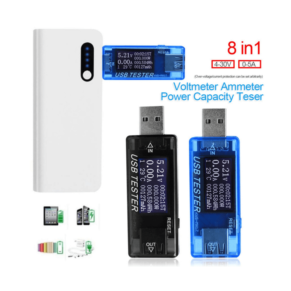 Usb Tester Dc Power Meter 4V-30V Digital Voltmeter Volt Meter Power Bank Wattmeter Voltage Tester Doctor Detector,Blue 9353595266155