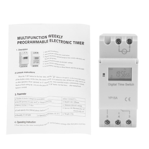 DEWIN Relay Time Switch,Timer Switch 16A Digital LCD Power Timer Programmable Relay Time Switch DC12V 1
