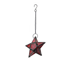 European Style Colored Embossed Glass Five Pointed Star Candlestick Hanging Wind Lamp Aromatherapy Candle Holder Home Decoration Home Decor