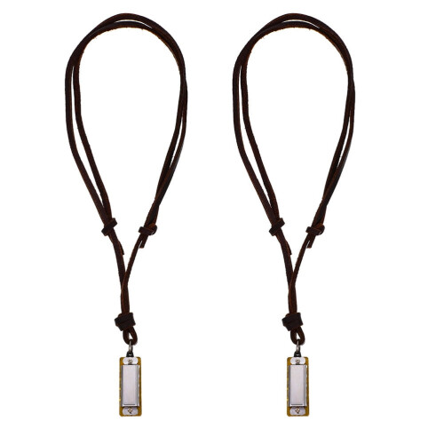 2pcs Vintage Harmonica Shape Necklaces Miniature Harmonica Hanging Pendants 1