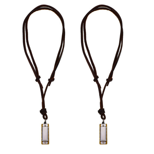 2pcs Vintage Harmonica Shape Necklaces Miniature Harmonica Hanging Pendants