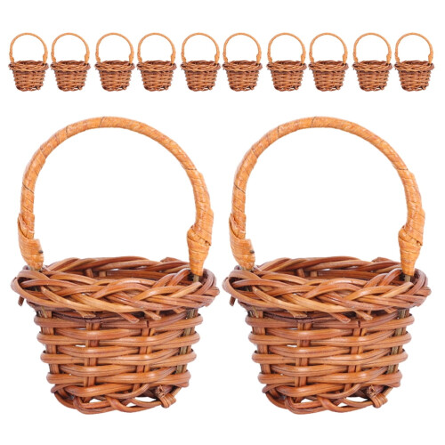 12pcs Mini Rattan Picnic Baskets for Drinks, Candy, Eggs, Flowers, and More