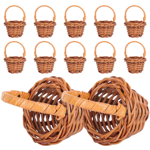 12pcs Mini Rattan Picnic Baskets for Drinks, Candy, Eggs, Flowers, and More 2