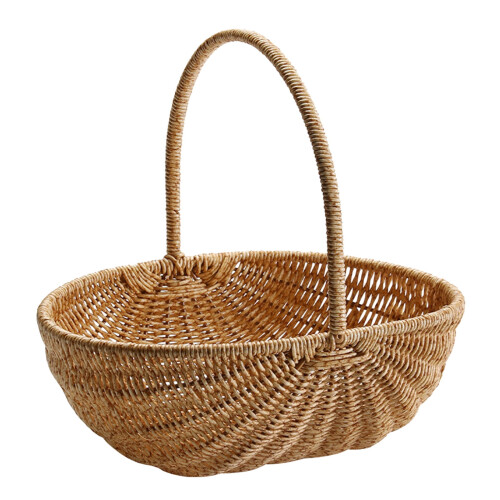 Keeplus Large Multipurpose Woven Basket with Handle, Compatible with Fruit, Wine, Picnic, Decoration 1