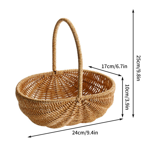 Keeplus Large Multipurpose Woven Basket with Handle, Compatible with Fruit, Wine, Picnic, Decoration 2