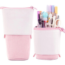 YZhouD Telescopic Pencil Bag, PU Corduroy Retractable Pen Holder Case Compatible with Christmas Gift (Black)