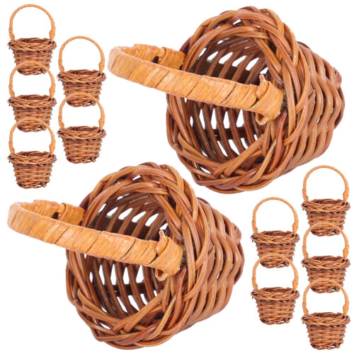 12pcs Mini Rattan Picnic Baskets for Drinks, Candy, Eggs, Flowers, and More 1