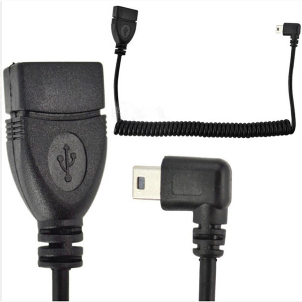 Mini Usb 90 Degree Left Angled Otg Cable Adapter Usb 2.0 B Female Panel Mount To B Male Extension Coiled Spiral Cable 1M/100Cm 9496895870315