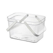 Plastic Storage Baskets with Handles, compatible with bathroom & kitchen organizers, portable transparent shower caddy bins for home decor