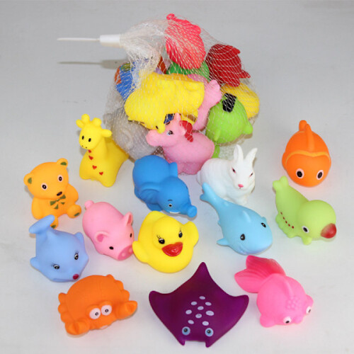 10 pcs bath toys rubber duck random color