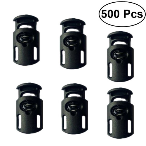 500 Pcs Plastic Single Hole Spring Stop Clothing Tent Drawstring Rope Toggle String Cord Locks End