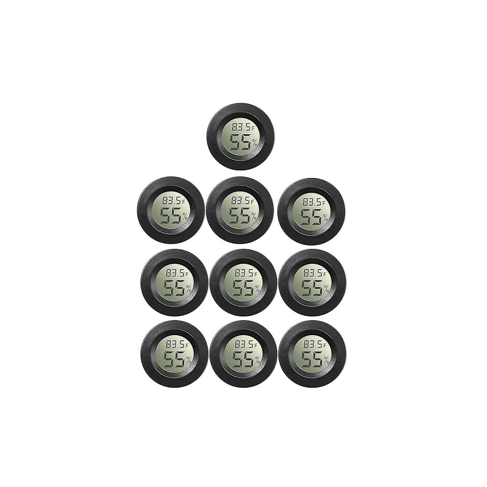 10-Pack Mini Hygrometer Thermometer Gauge Digital Lcd Monitor For Greenhouse Baby Room Reptile Incubate (FMY) Black