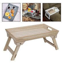 Outdoor ,Wooden Lazy Dormitory Bed Laptop Small Table,Tray Camping Picnic Portable Thickened Desk White