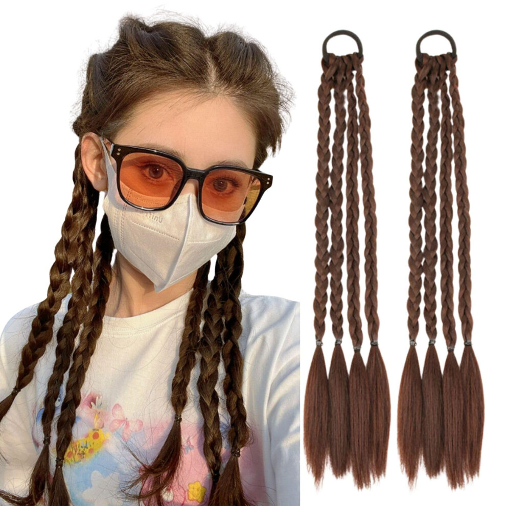Unisex Braided Ponytail Wig For Women With Realistic Ombre Braids, Long Synthetic Hairpiece