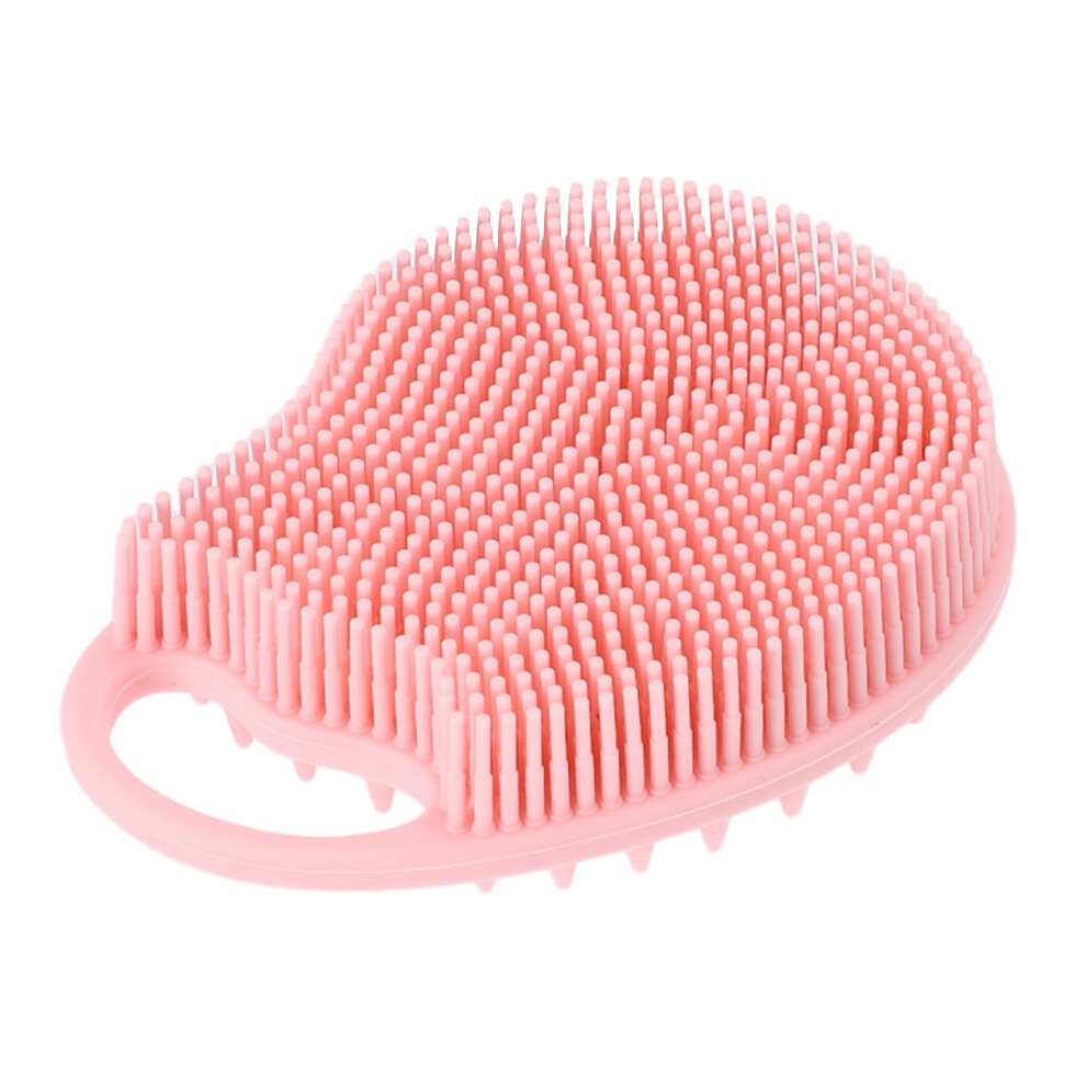 Pink Double Sided Silicone Body Scrubber For Shower With Gentle Exfoliation And Rich Lather