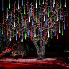 LED Christmas Lights, Meteor Shower Icicle Lights 12", Multi-Colored, UL Plug, Compatible with Outdoor Yard, Xmas Tree, Halloween, Wedding Party