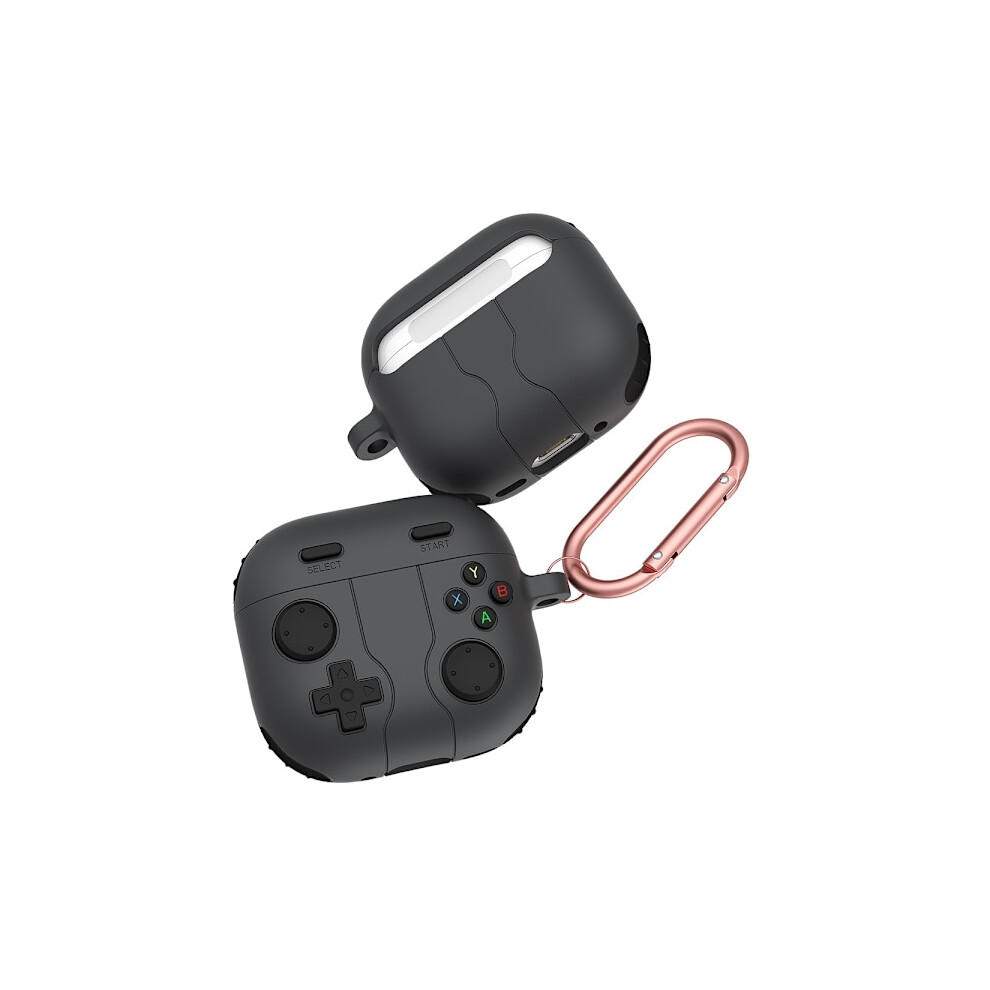 Silicone Case With Carabiner Compatible With Apple Compatible With Airpods 4 Gamepad Dark/Gray 9555307224495