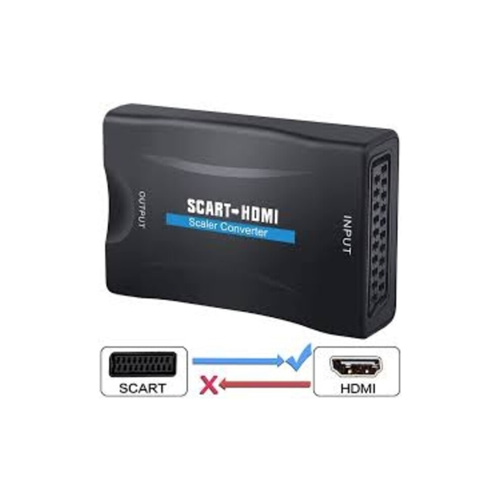 Scart To Hdmi Adapter 1080P Hd Video Audio Upscale Converter Black 9555307223788