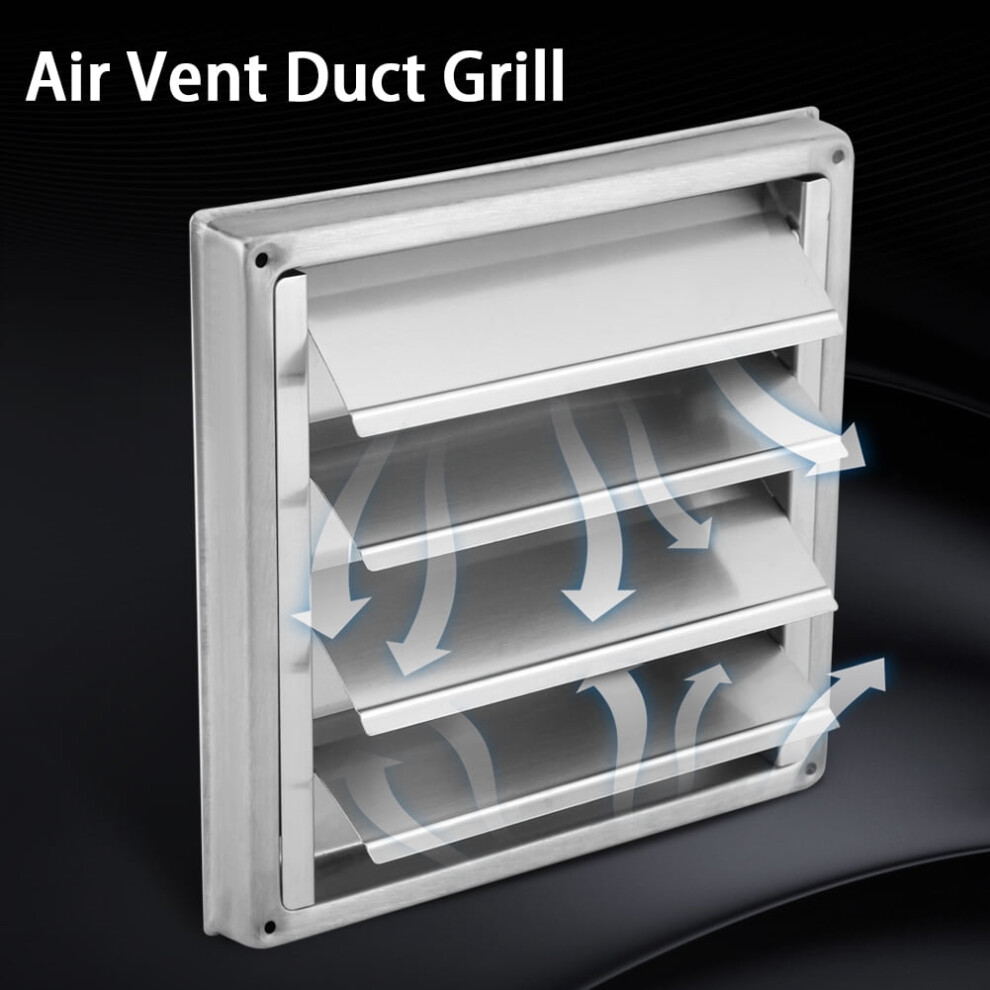 Stainless Steel External Air Vent Cover, 4 Inch Dryer Vent Cap, Outdoor Exhaust Louvered Vent Hood For Wall Duct, Compatible With Standard 4" Ducts 9555307225355