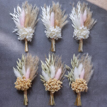 Dried Flower Bouquet Pack of 6 Blush Pink Mini Arrangements for Boho Party Decor and Gifts